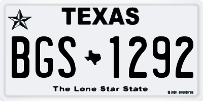 TX license plate BGS1292