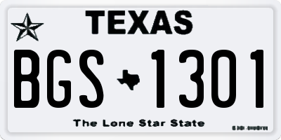 TX license plate BGS1301