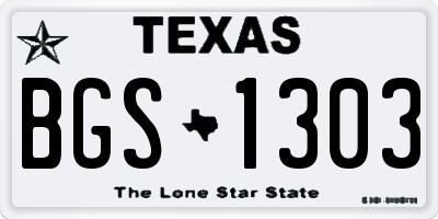 TX license plate BGS1303