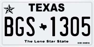 TX license plate BGS1305