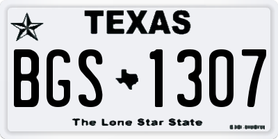 TX license plate BGS1307