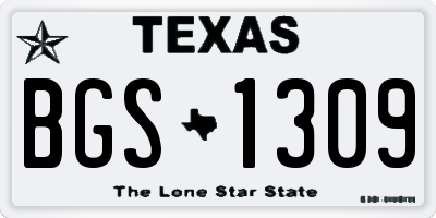 TX license plate BGS1309