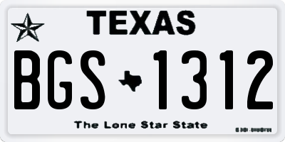 TX license plate BGS1312