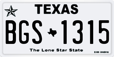 TX license plate BGS1315