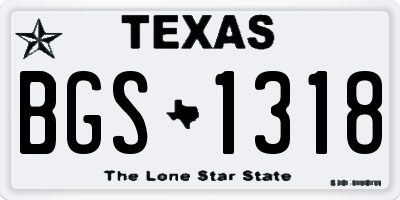 TX license plate BGS1318