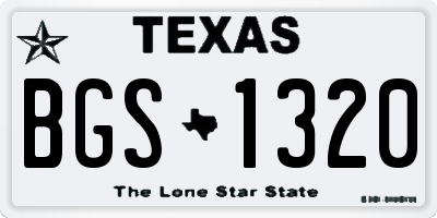 TX license plate BGS1320