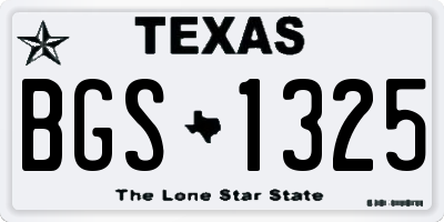TX license plate BGS1325