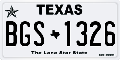 TX license plate BGS1326