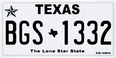 TX license plate BGS1332