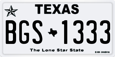 TX license plate BGS1333