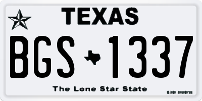 TX license plate BGS1337