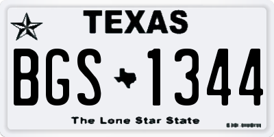 TX license plate BGS1344