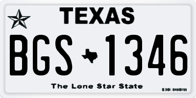 TX license plate BGS1346