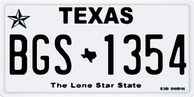 TX license plate BGS1354