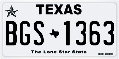 TX license plate BGS1363