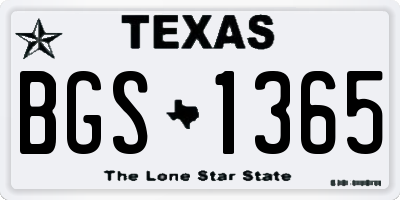 TX license plate BGS1365