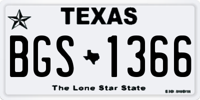TX license plate BGS1366