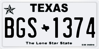 TX license plate BGS1374