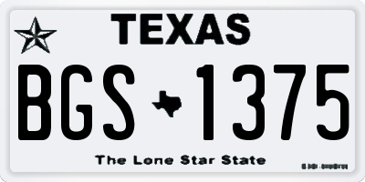 TX license plate BGS1375