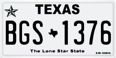 TX license plate BGS1376