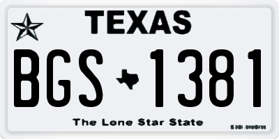 TX license plate BGS1381