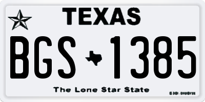 TX license plate BGS1385