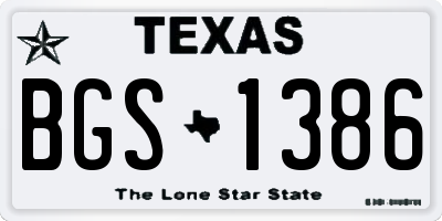 TX license plate BGS1386