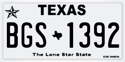 TX license plate BGS1392