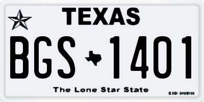 TX license plate BGS1401