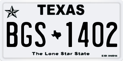 TX license plate BGS1402
