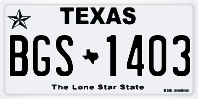 TX license plate BGS1403