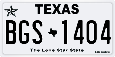 TX license plate BGS1404