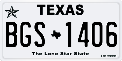 TX license plate BGS1406