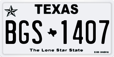TX license plate BGS1407