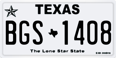 TX license plate BGS1408