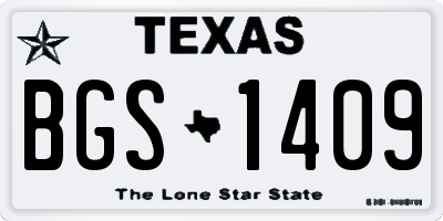TX license plate BGS1409