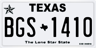 TX license plate BGS1410