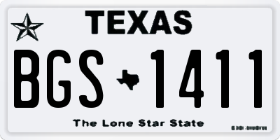 TX license plate BGS1411