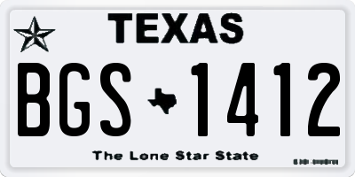 TX license plate BGS1412