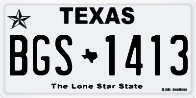 TX license plate BGS1413