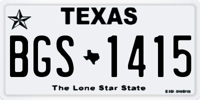 TX license plate BGS1415