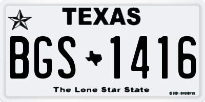 TX license plate BGS1416