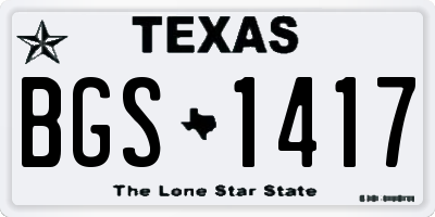 TX license plate BGS1417