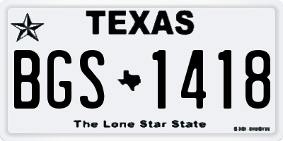 TX license plate BGS1418