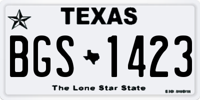 TX license plate BGS1423
