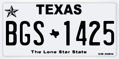 TX license plate BGS1425