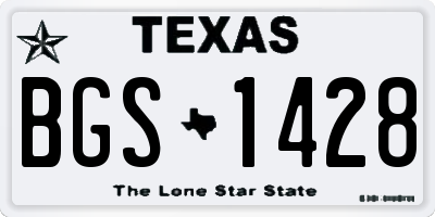 TX license plate BGS1428