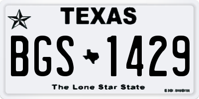TX license plate BGS1429