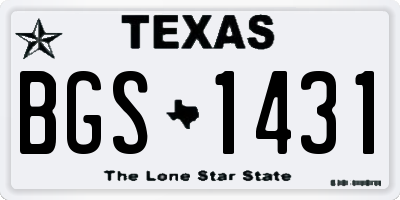 TX license plate BGS1431