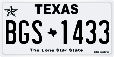 TX license plate BGS1433